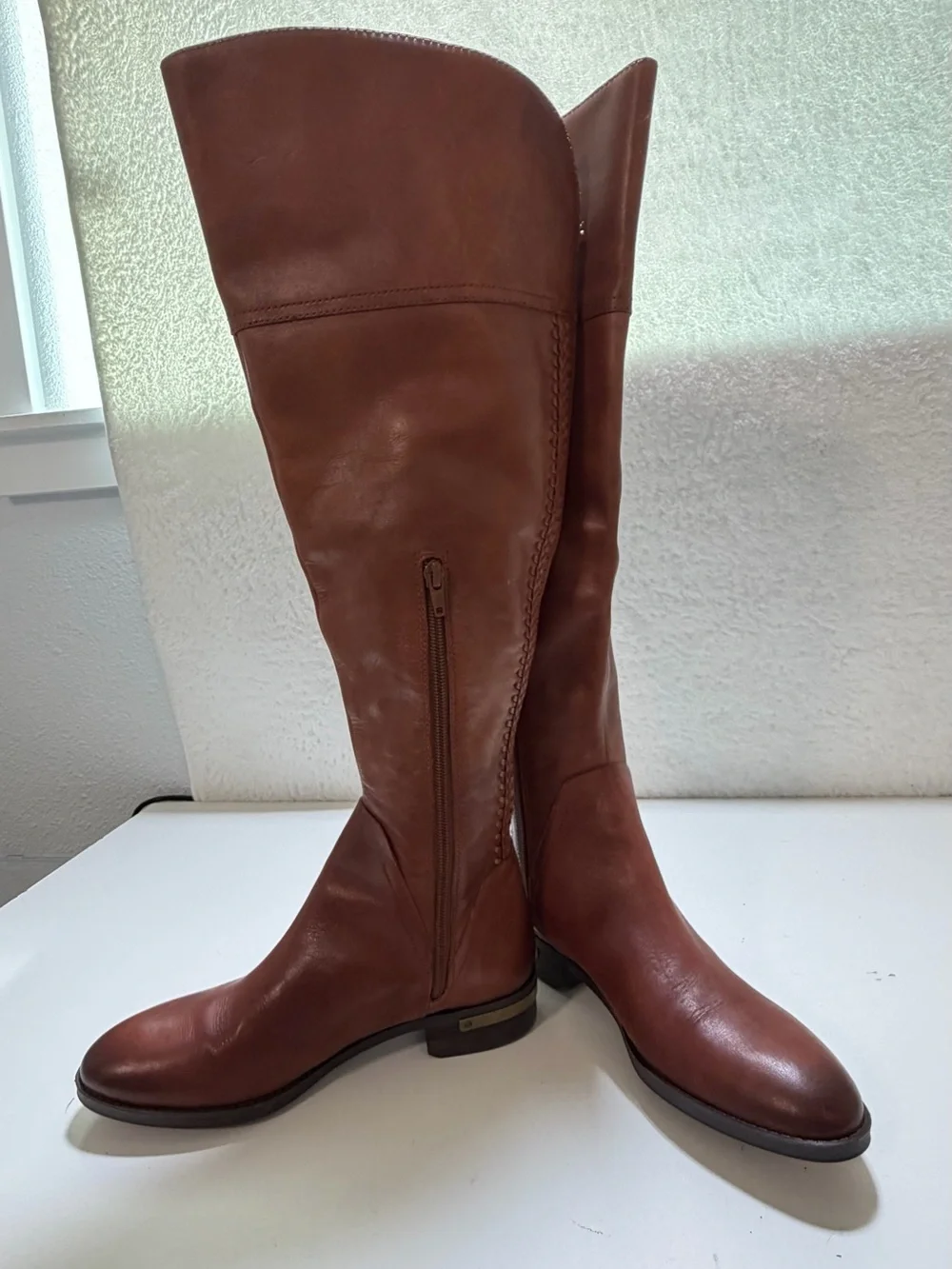 Vince Camuto Bendra Brown Leather Over the Knee Riding Boots Size 6.5
